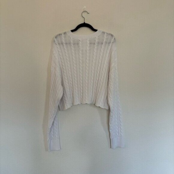 Aerie Cable Knit Cropped Sweater Long Sleeve NWT - Picture 6 of 8